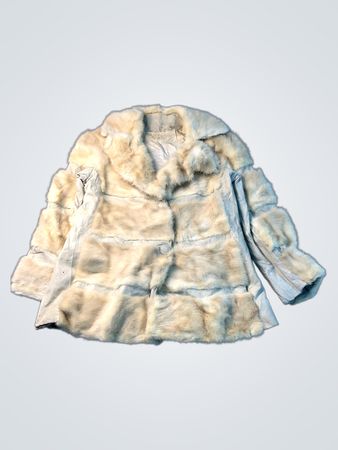 Giacca in pelliccia e pelle color crema