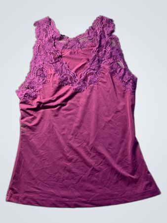 Purple Tank Top with Lace Trim