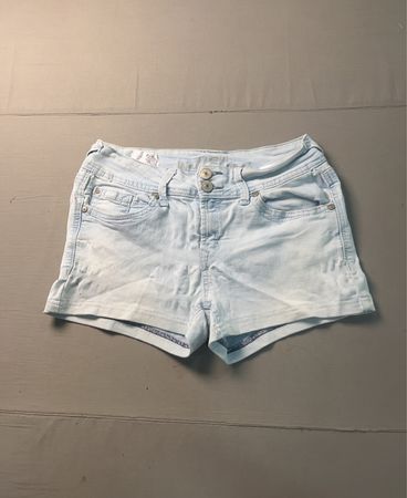 Miley Cyrus Light Wash Denim Shorts with Rhinestone Embellishments