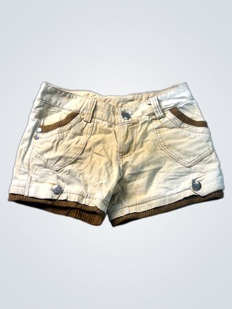 Women's Tan Cargo Shorts with Brown Trim