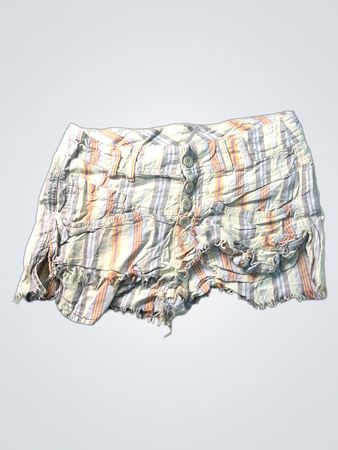 Free People Short en jean à volants et rayures