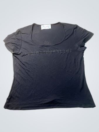VIA TOM Black Short Sleeve T-Shirt with Rhinestone Detail