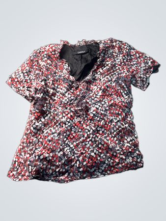 CAROLL Short-Sleeve Printed Blouse