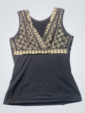 Black Tank Top with Lace Trim