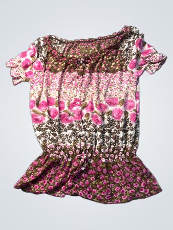 Floral Print Smocked Peplum Top