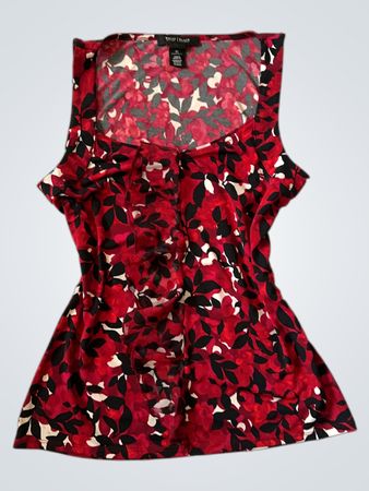 WHITE HOUSE BLACK MARKET Damen Top ohne Ärmel mit rotem Blumenmuster