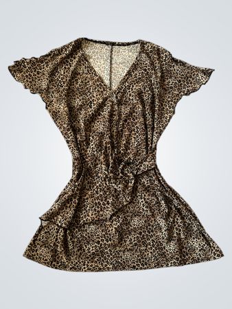 Leoprint V-Ausschnitt Kleid