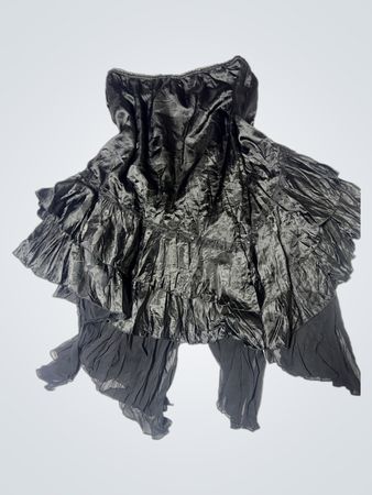 FAS PARIS Schwarzes Rüschentrapez-Kleid ohne Träger