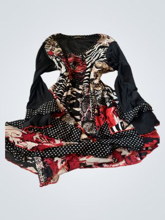 PURPLEROSE Damen Langarm Kleid mit Druckmuster
