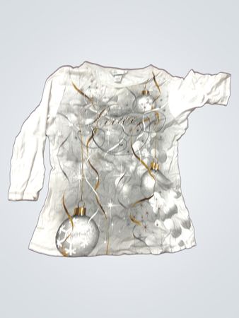 Weißes Langarmshirt mit Ornamenten- und Schneeflockenmotiv