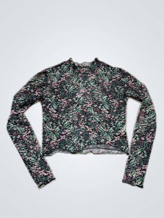 Pull&Bear Sheer Floral Long Sleeve Blouse