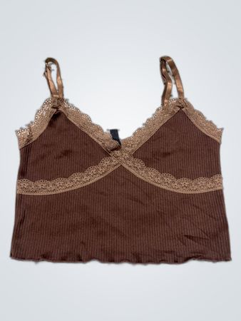 H&M Ribbed Lace Trim Tank Top