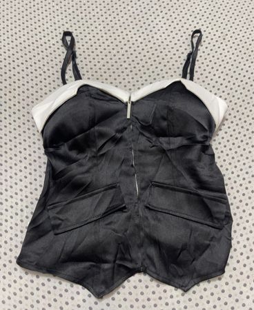 Tally Weijl Black and White Satin Bustier Top