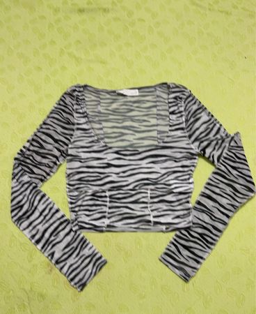 Suga Sheer Zebra Print Long Sleeve Blouse