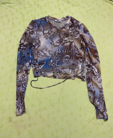 Bershka Printed Sheer Blouse