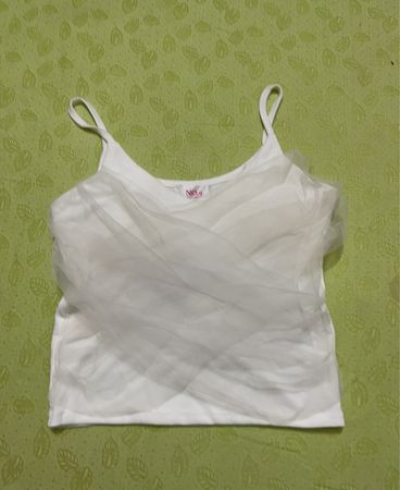 NO.9 White Sheer Overlay Camisole