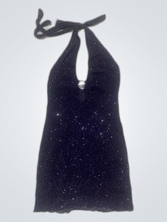 Black Sequined Halter Top