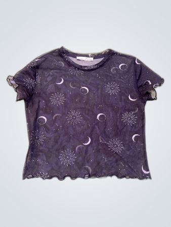 Sheer Top with Celestial Print