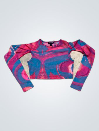 Pretty Little Thing Sheer Printed Long Sleeve Blouse