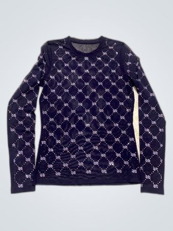 Long Sleeve Shirt with White Pattern