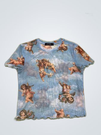 Bershka Printed Sheer T-Shirt