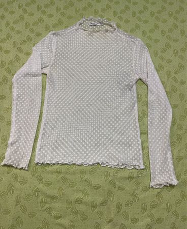 Stradivarius White Polka Dot Sheer Blouse