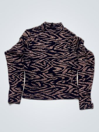 Atmosphere Fringed Zebra Print Knit Sweater