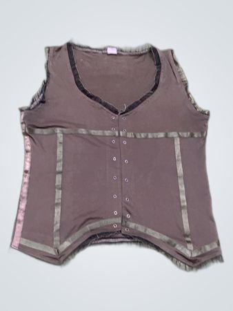 Brown Lace Trim Vest