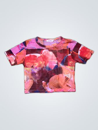 Glassons Printed Mesh Short Sleeve Top