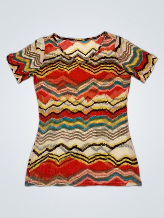 Multicolored Zigzag Printed Sheer Blouse