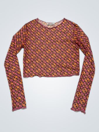 Pull & Bear Long Sleeve Top with Soccer Ball Pattern
