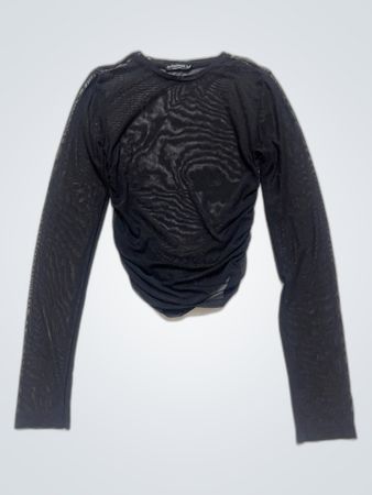 Stradivarius Black Sheer Long Sleeve Blouse
