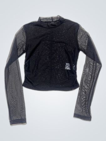 Factorie Black Sheer Long-Sleeve Blouse