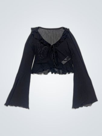 Black Sheer Ruffle Blouse