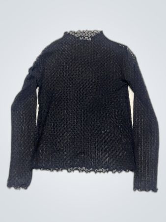 Stradivarius Black Sheer Mesh Long Sleeve Blouse