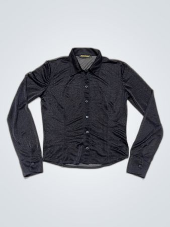 Mango Black Satin Long Sleeve Blouse