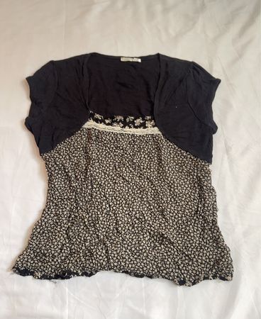 Paramod Black and Floral Top