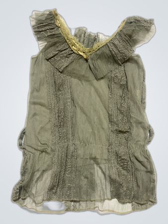 Green Lace Trim Blouse