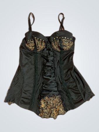 Black Embroidered Corset Top