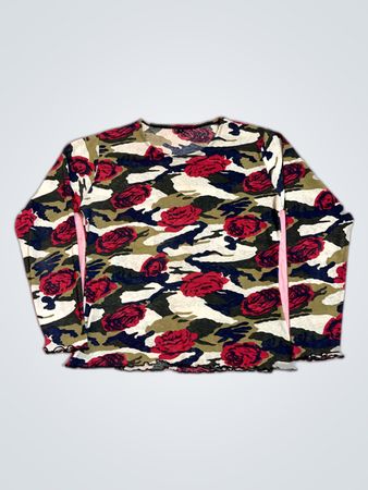 Long Sleeve Camouflage Shirt with Roses