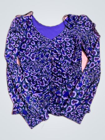 Purple Long-Sleeve Top with Animal Print