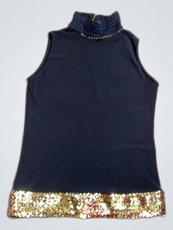 ISO Black Sequined Sleeveless Top