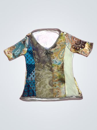 Unbranded Multicolor Paisley Print Short Sleeve Blouse