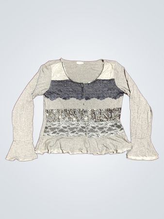 Heine Grey Ruffle Sleeve Blouse