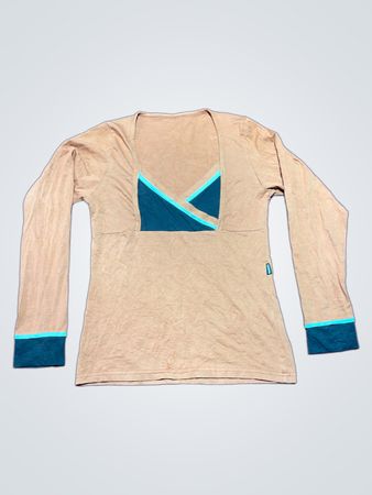 GAP Beige Long Sleeve Wrap Top