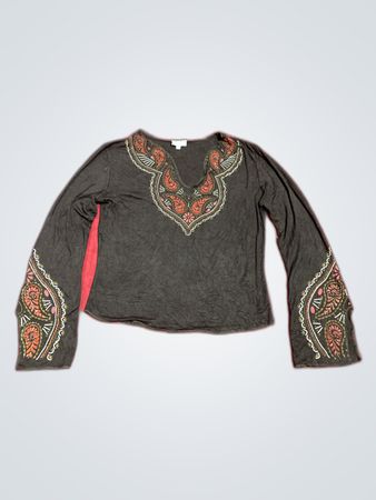 Naf Naf Embroidered Long-Sleeve Blouse