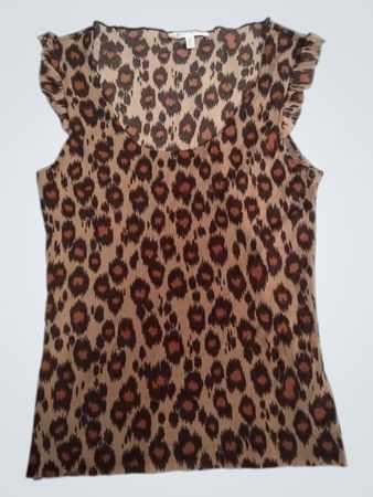KOOKAI Leopard Print Ruffle Sleeve Top