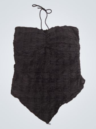 Black Textured Halter Top