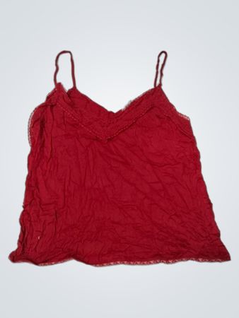 Stradivarius Rotes Spitzenbesatz-Cami-Top