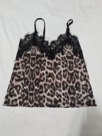 Leopardenmuster Spitzenbesatz Cami Top